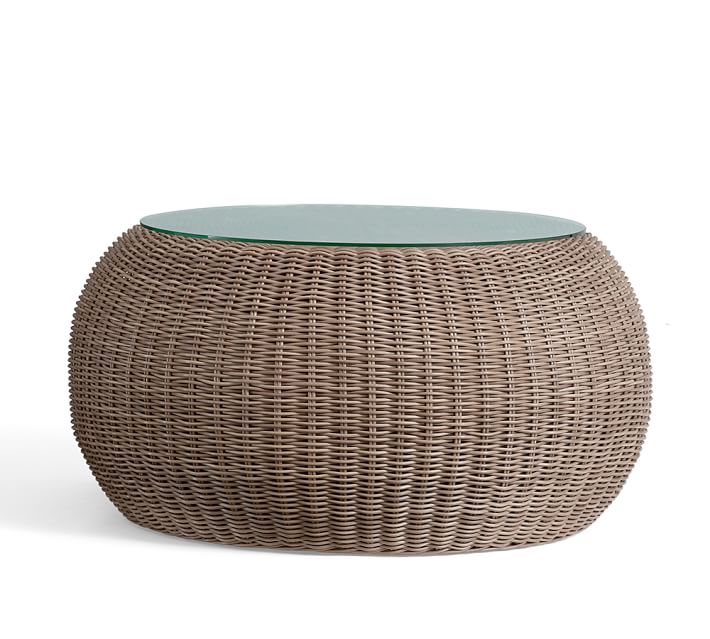 Torrey All Weather Wicker Round Coffee Table Natural Pottery Barn