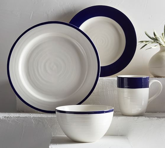 Banded Rim Dinner Plate, Set of 4 Pottery Barn