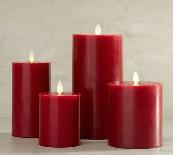 Premium Flicker Flameless Pillar Candle Red Pottery Barn