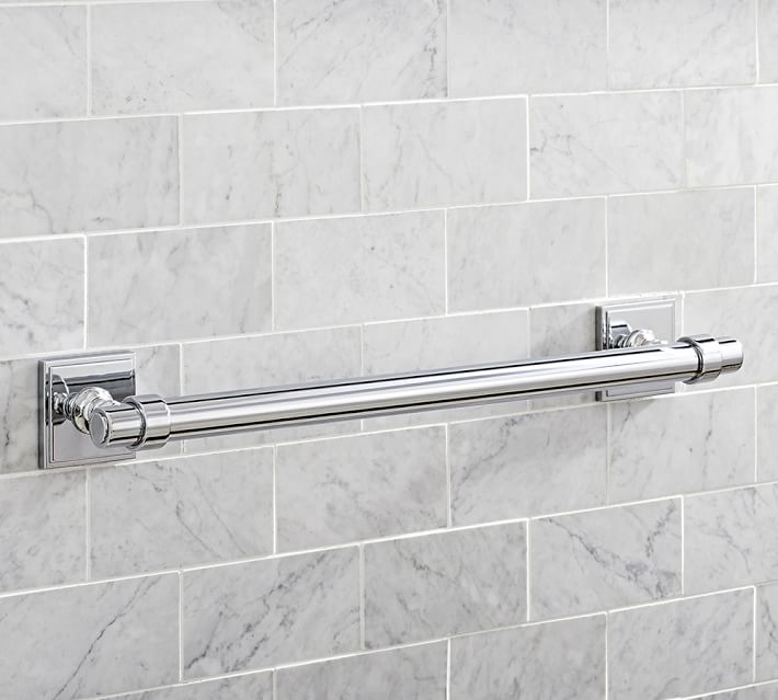 Polished Nickel Bath Fixtures Pottery Barn Pearson Towel Bar 18 Chrome Finish