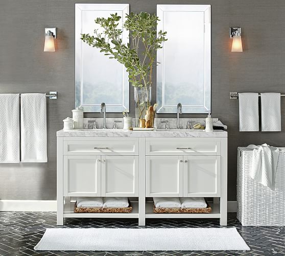 Textured Organic Bath Rug Double Wide Pottery Barn