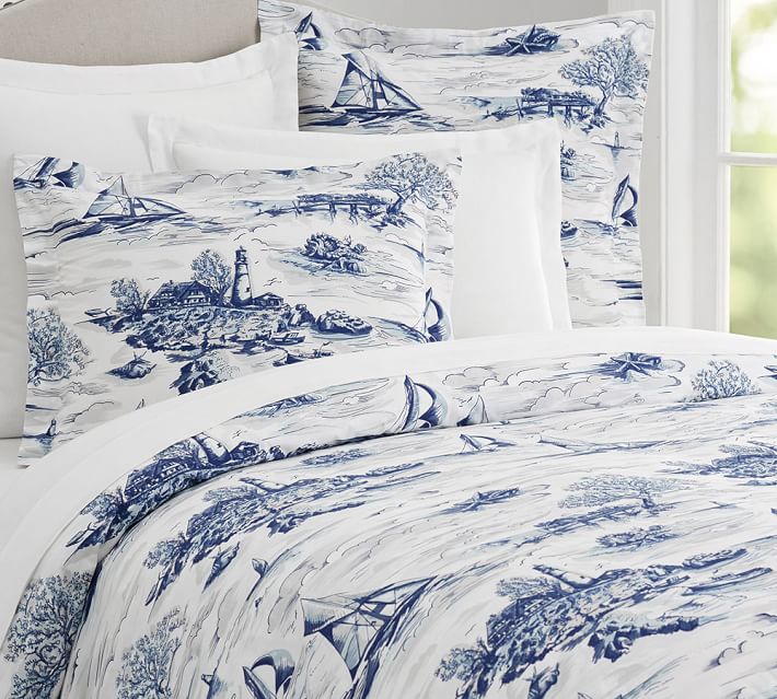 Sailboat Toile Print Duvet Cover Sham Pottery Barn