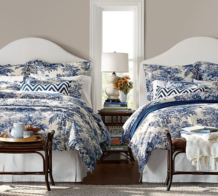 Matine Toile Duvet Cover Sham Twilight Blue Pottery Barn