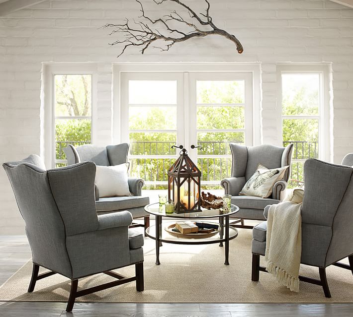 Thatcher Upholstered Wingback Chair Pottery Barn