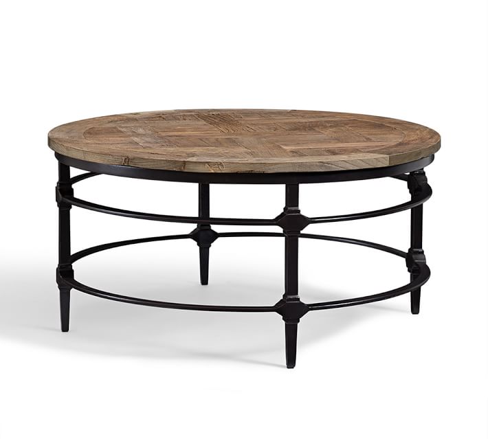 36 Round Coffee Table Coffetable Parquet Reclaimed Wood Round Coffee Table Pottery Barn