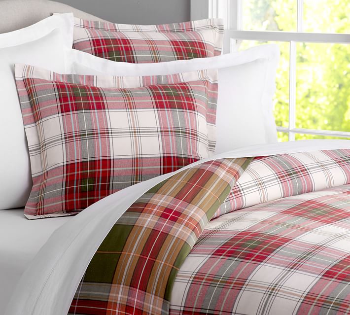 Buffalo Check Duvet Cover Set In Natural Linen Plaid Duvet Cover