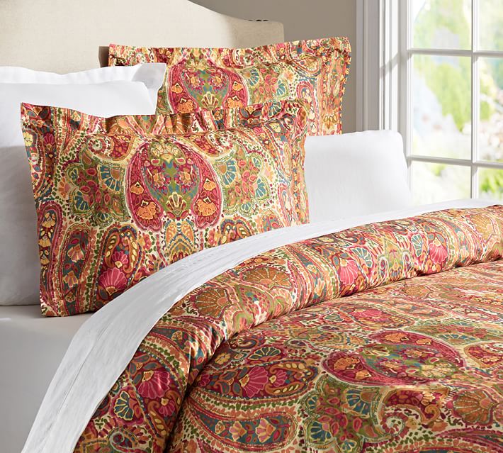 Rosalie Paisley Duvet Cover Sham Red Pottery Barn