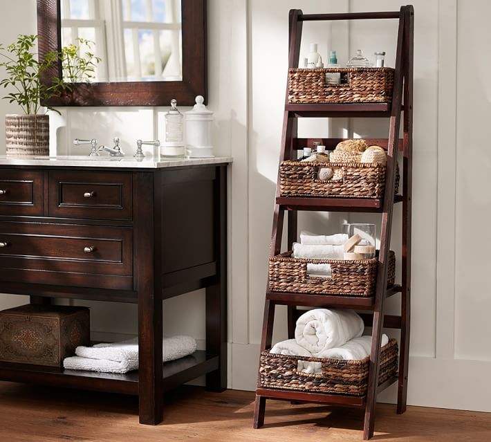 Bathroom Floor Storage Benchwright Ladder Floor Storagepottery Barn