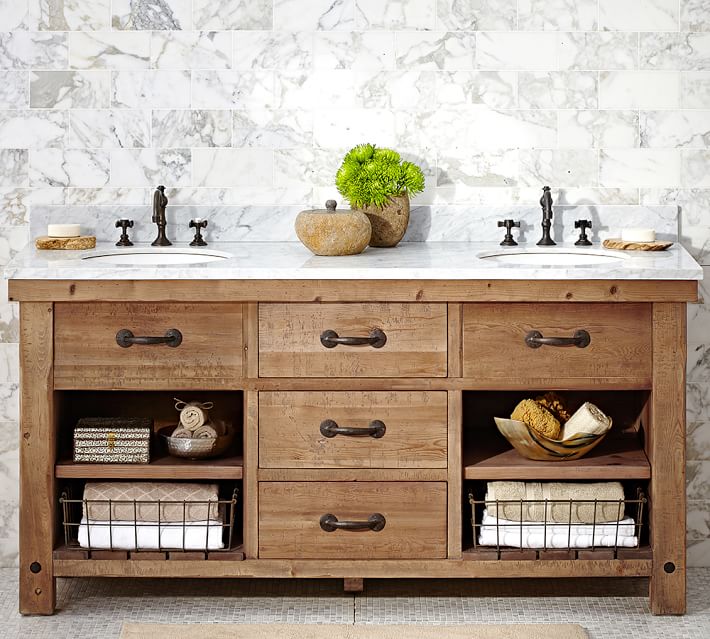 Two Sink Vanity Southnext Us Benchwright Reclaimed Wood Double Sink