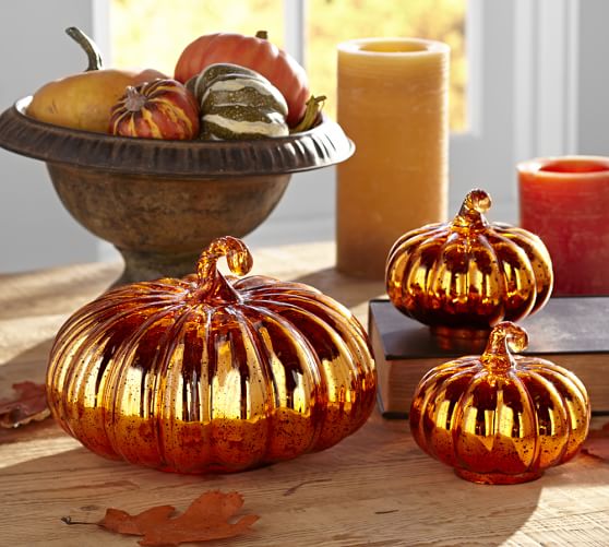 Orange Mercury Glass Pumpkins | Pottery Barn