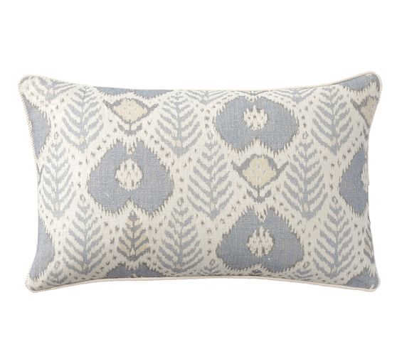 Fern Ikat Print Lumbar Pillow Cover | Pottery Barn