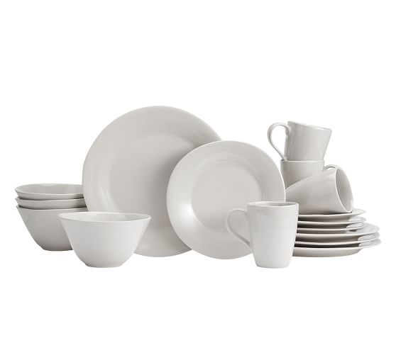 Au Naturale 16-Piece Dinnerware Set, Light Grey | Pottery Barn