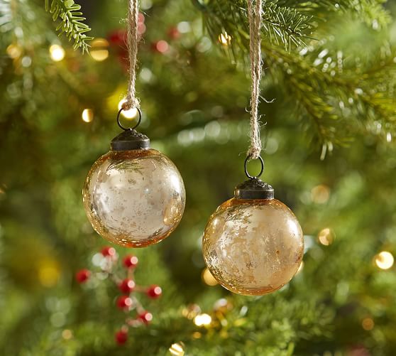 Gold Mercury Glass Ball Ornaments - Set of 12 | Pottery Barn