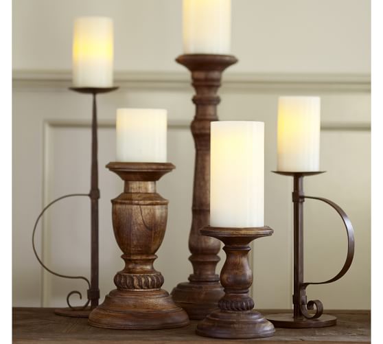 Oxford Turned Wood Candleholders | Pottery Barn