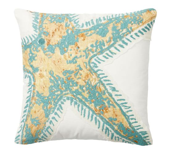 Starfish Icon Embroidered Pillow Cover | Pottery Barn