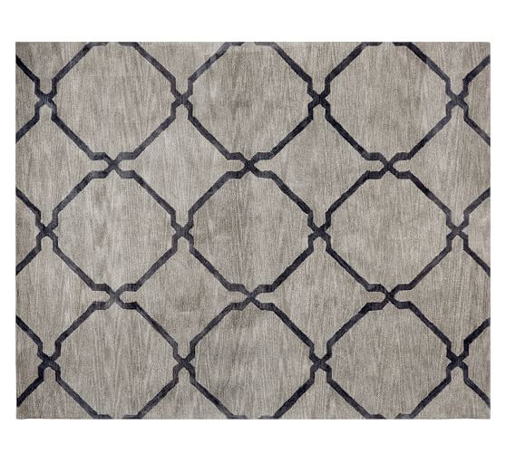 Tonal Tile Tufted Rug - Ebony | Pottery Barn