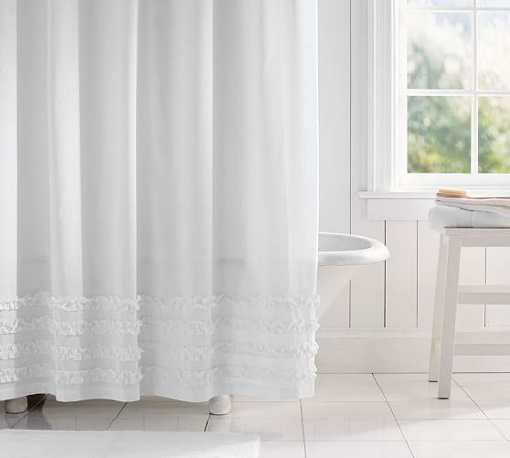 Mini Ruffle Shower Curtain | Pottery Barn