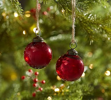 Red Mercury Glass Ball Ornaments - Set of 12 | Pottery Barn