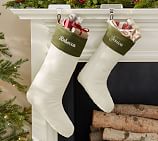Velvet Stocking - Ivory with Red Cuff | Pottery Barn
